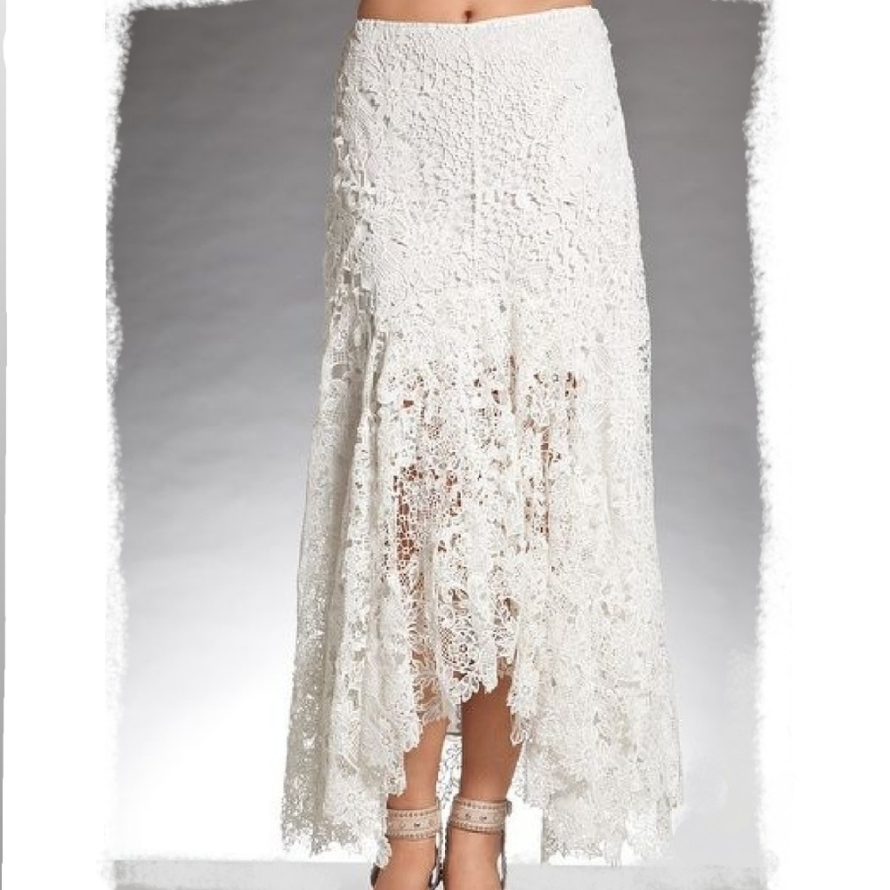Boston Proper boho *rare* white lace maxi skirt
